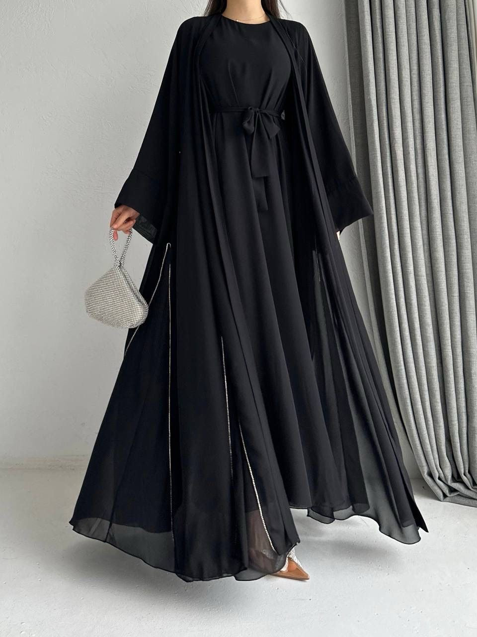 Imperial black abaya with inner dress