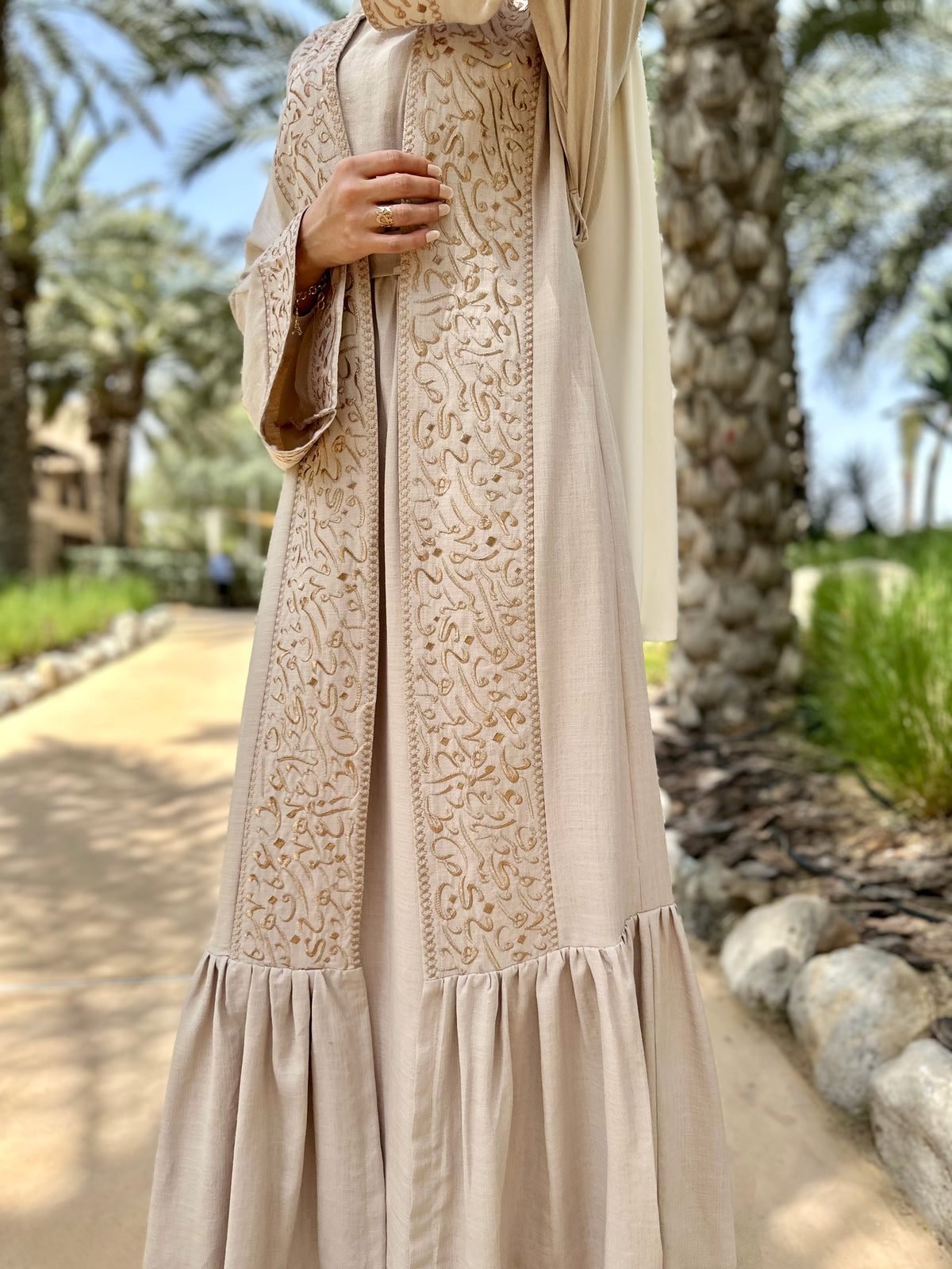 Arabic letter abaya with inner dress