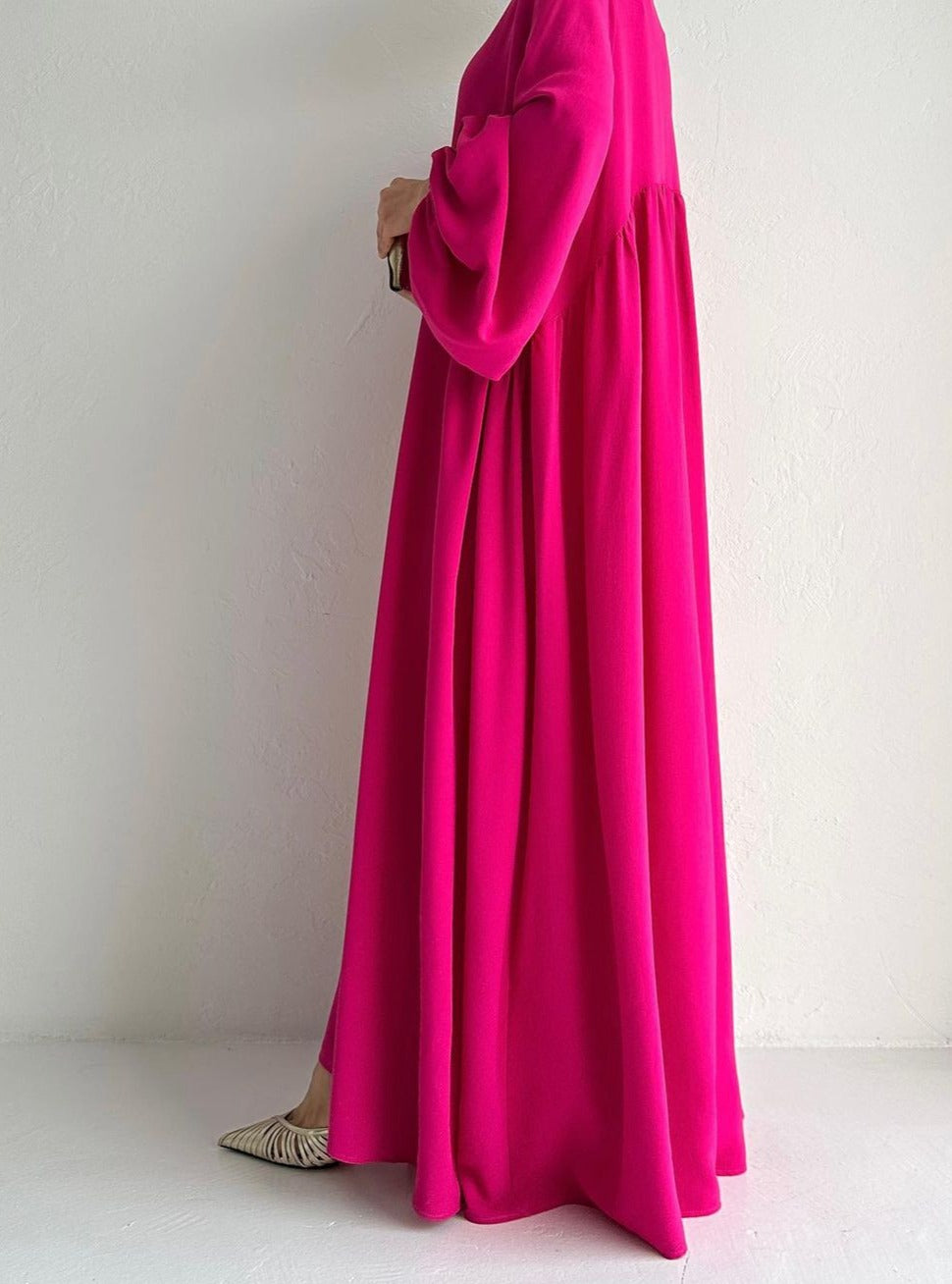 Fuchsia barbie abaya with inner dress