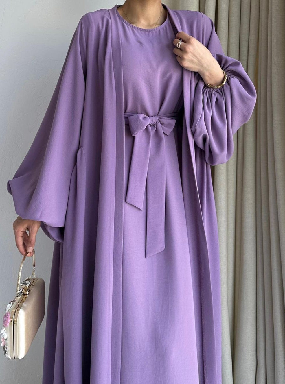 Purple barbie abaya with inner dress