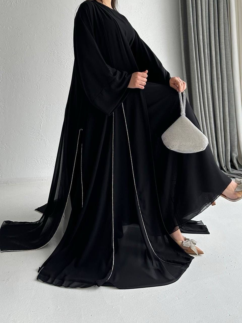 Imperial black abaya with inner dress