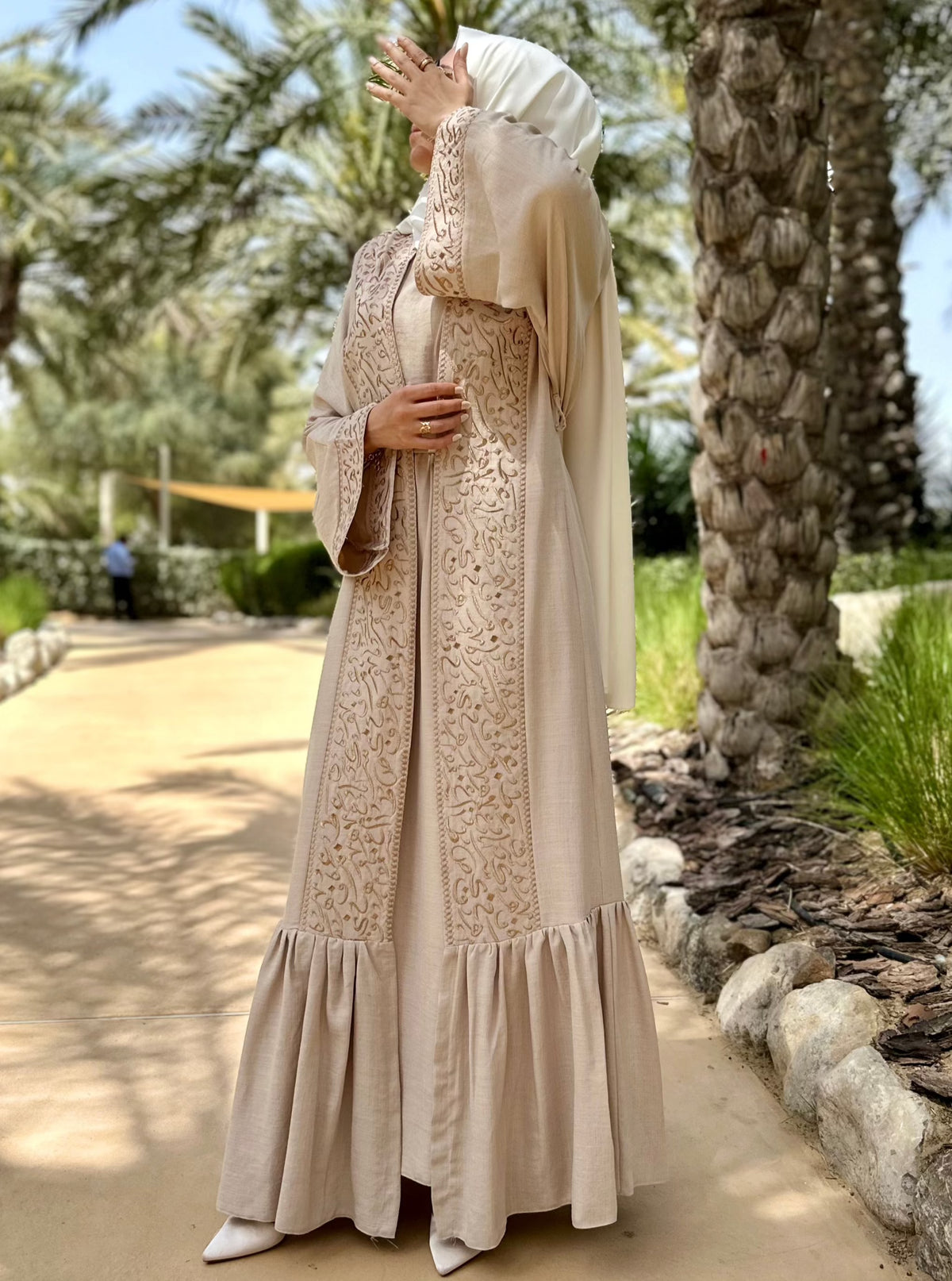 Arabic letter abaya with inner dress