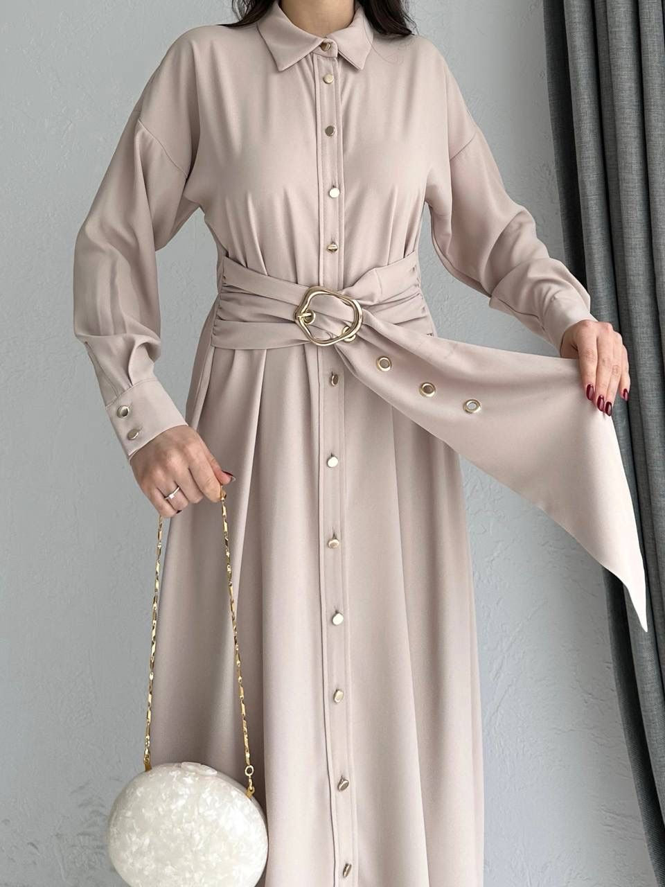 Ursulla Beige dress - Long sleeve