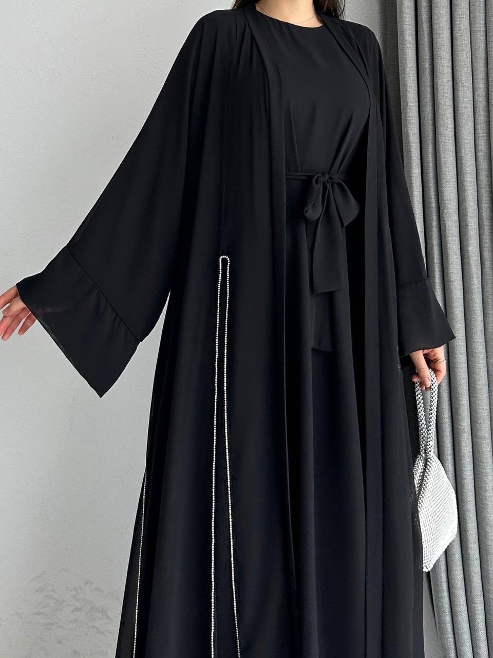 Imperial black abaya with inner dress