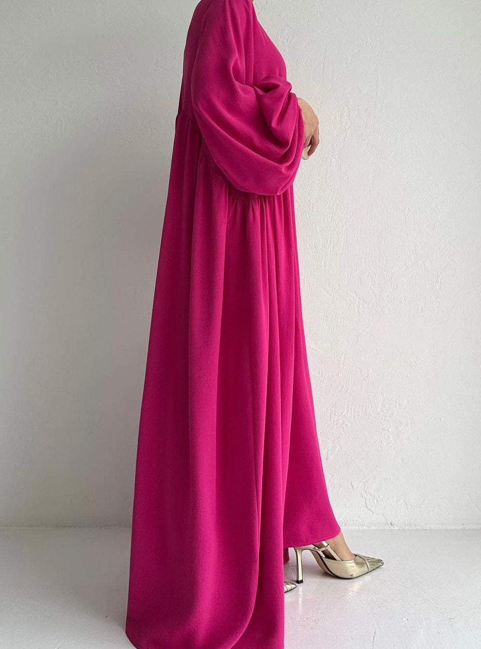 Fuchsia barbie abaya with inner dress