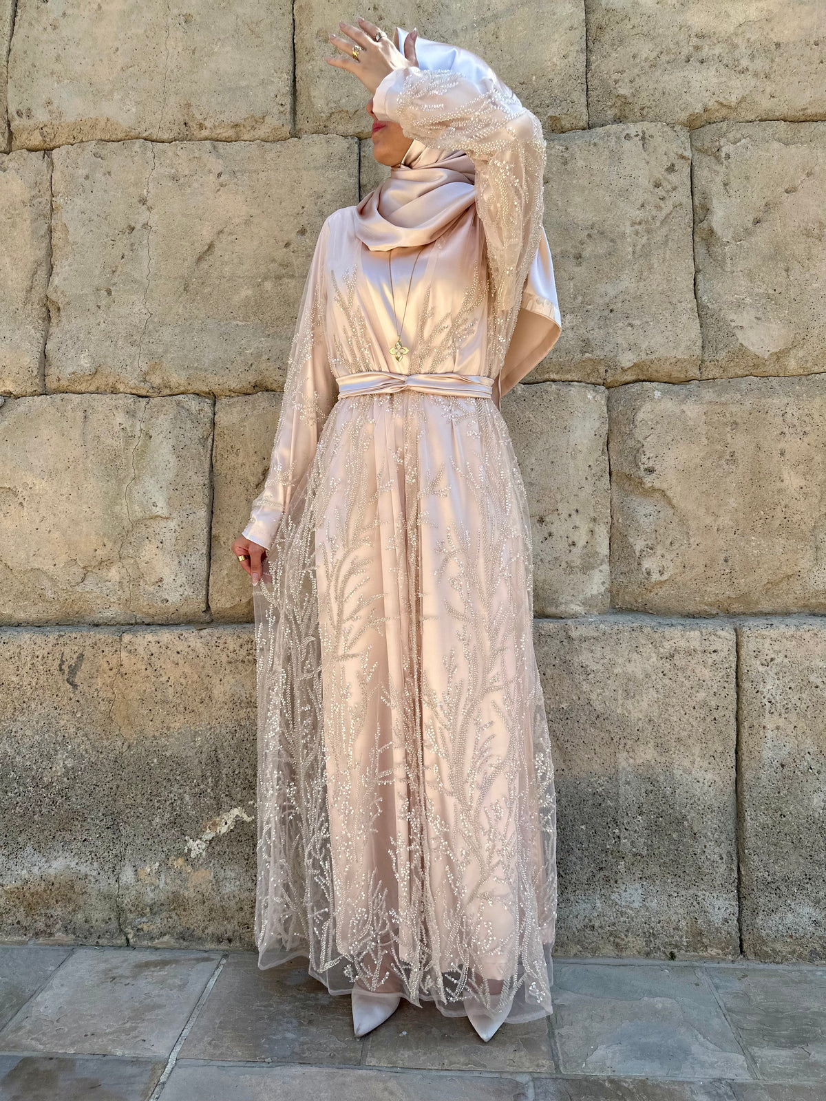 Princess diamond abaya with inner dress