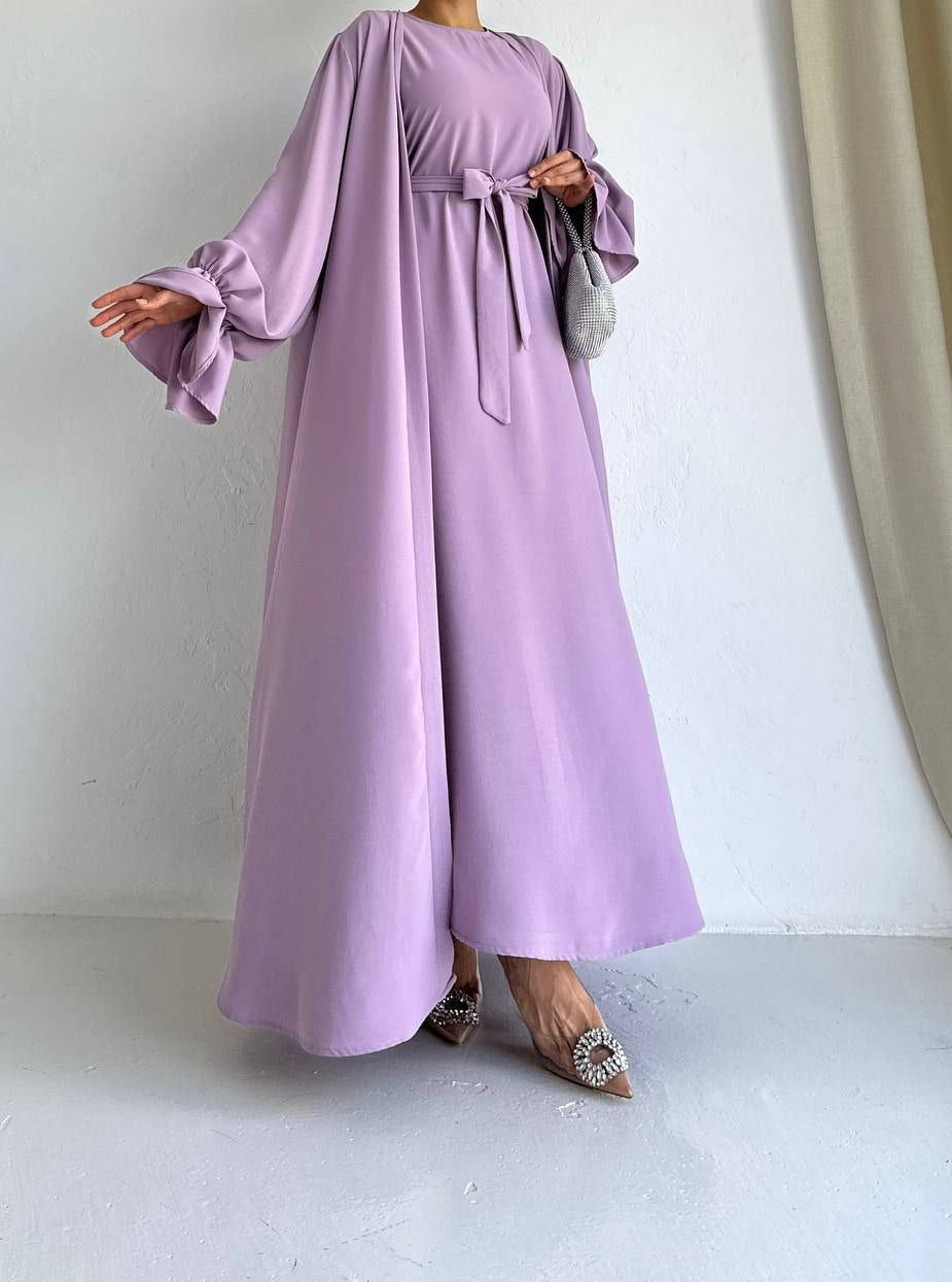 Purple abaya with inner dress