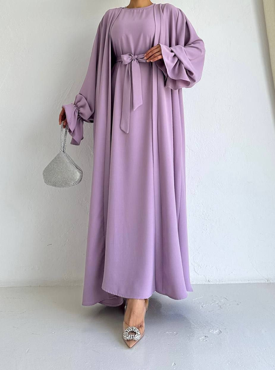 Purple abaya with inner dress