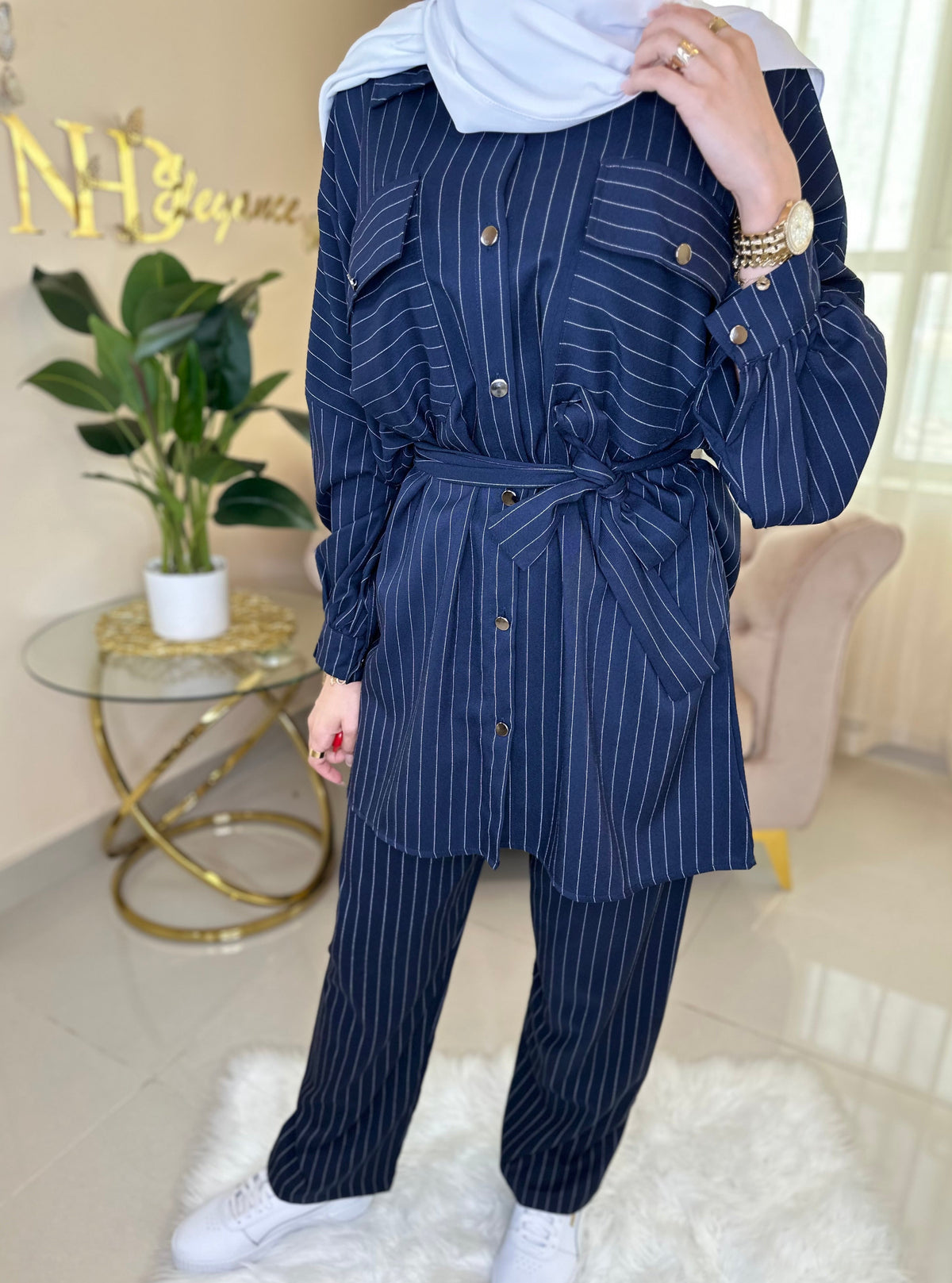 Print stripe suit women co-ord set