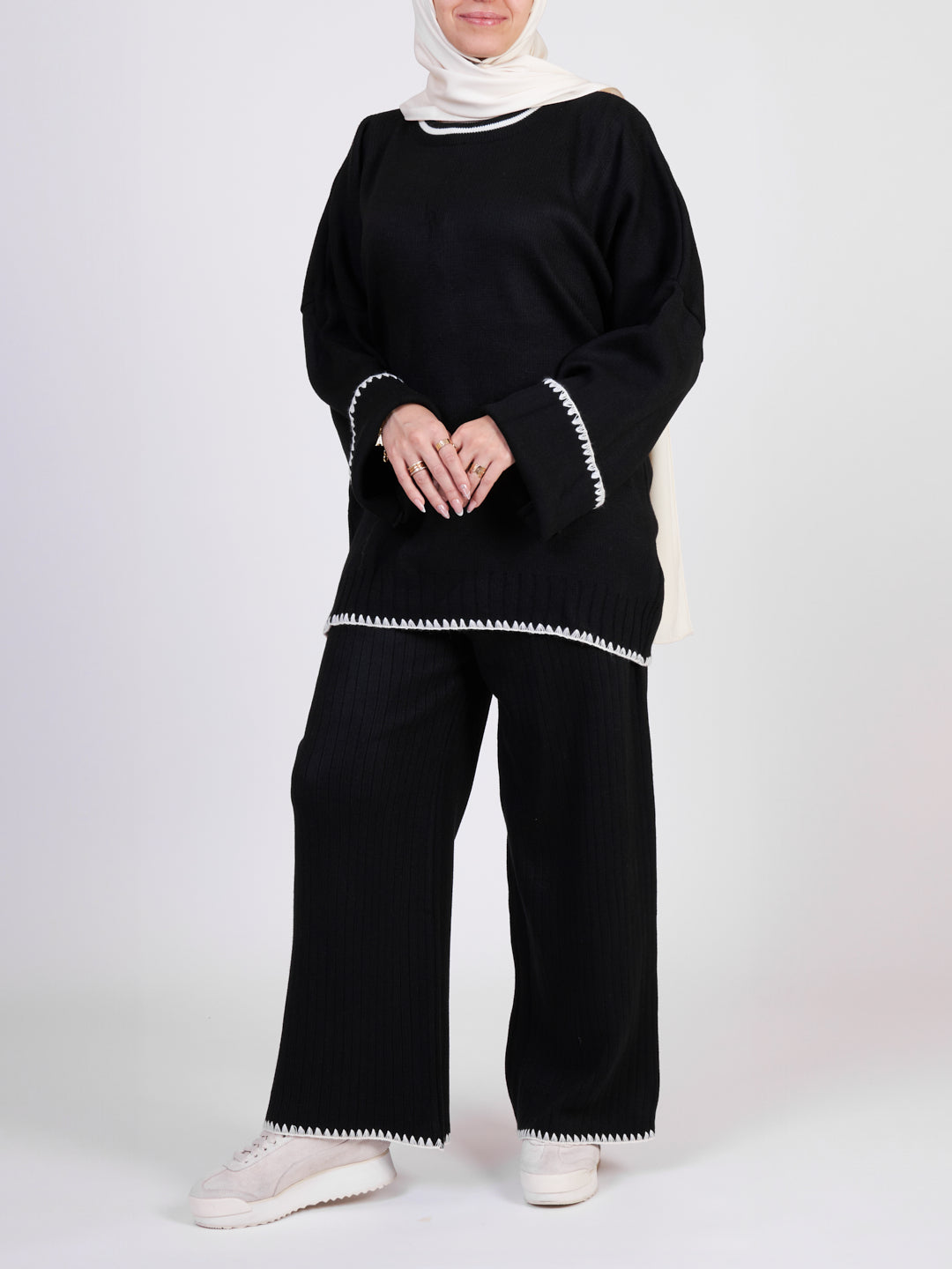 Women's winter tricot co-ord set - Black