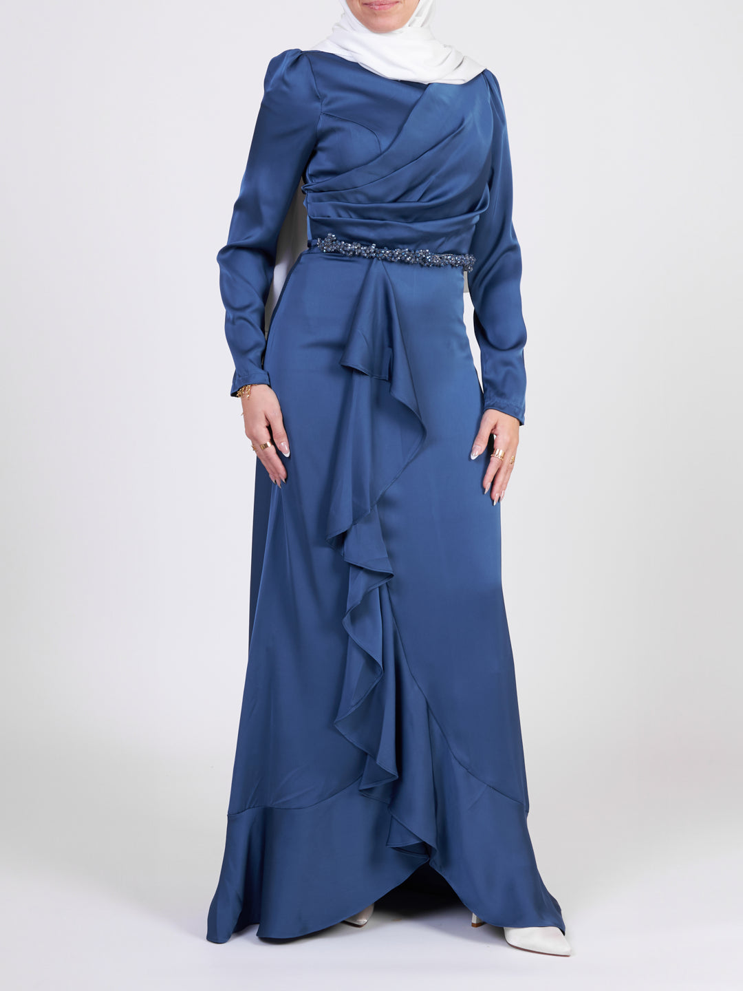 Satin evening maxi dress