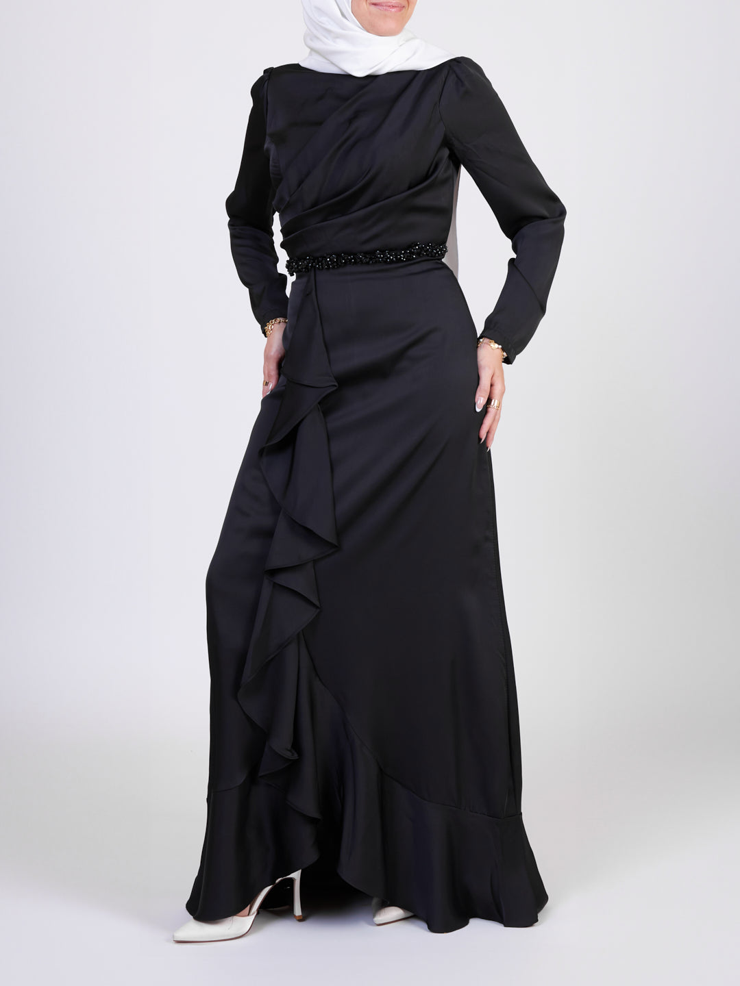 Satin evening maxi dress