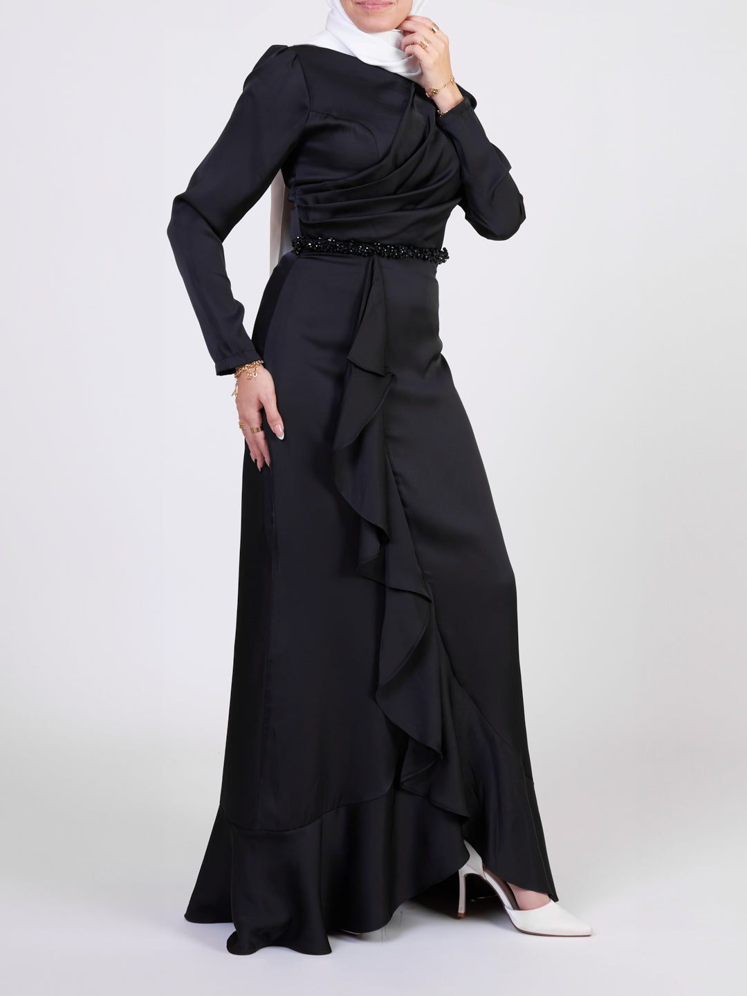 Satin evening maxi dress