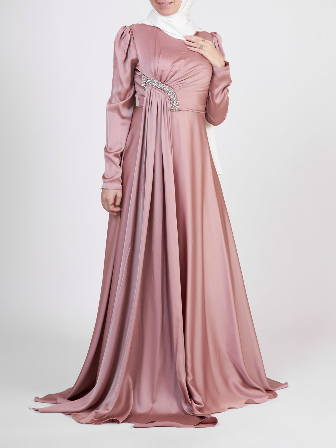 Bella satin evening maxi dress