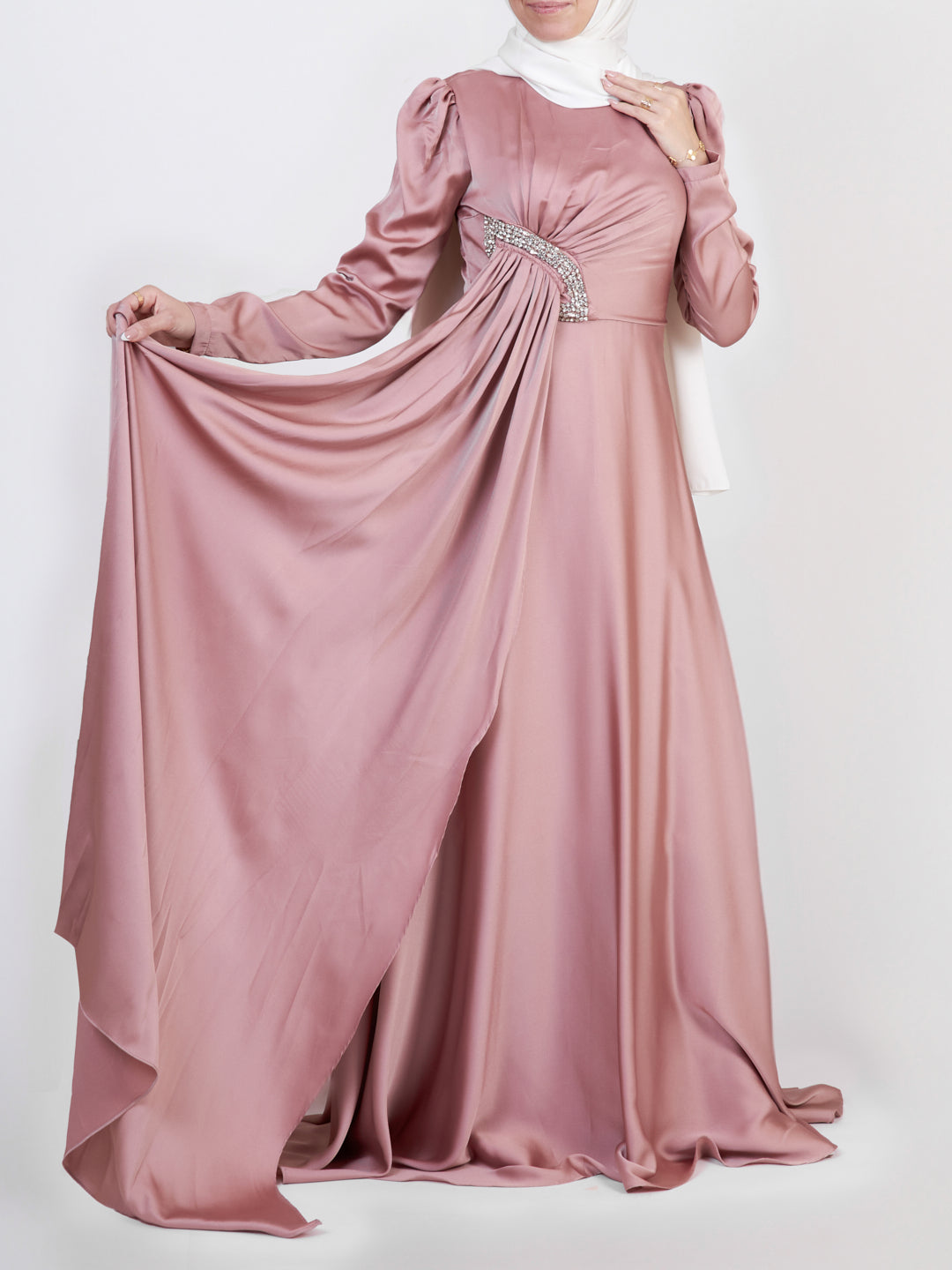 Bella satin evening maxi dress