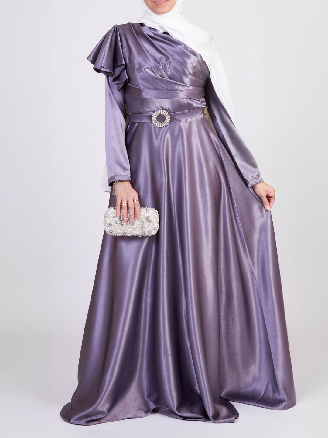 Satin evening maxi dress