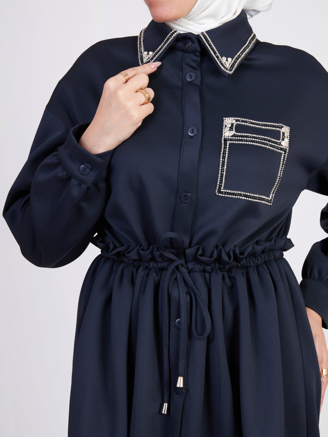 Elegant scuba co-ord set - Navy Blue