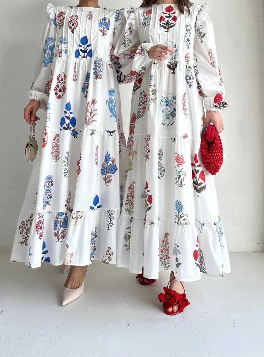 Long sleeve women flower dress