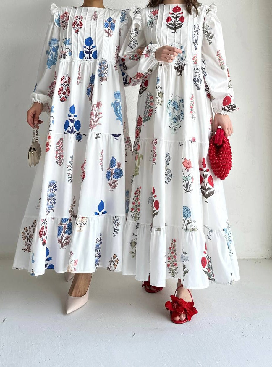 Long sleeve women flower dress