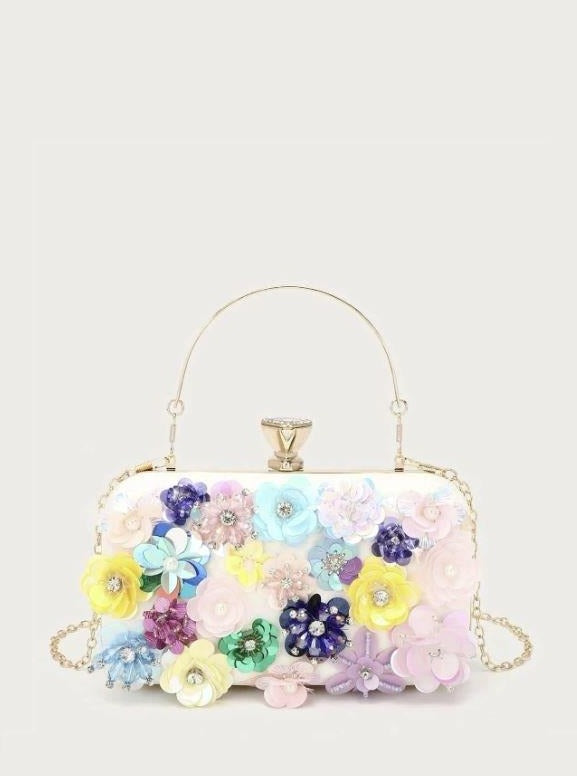 Sac à sequins fleurs multicolores 