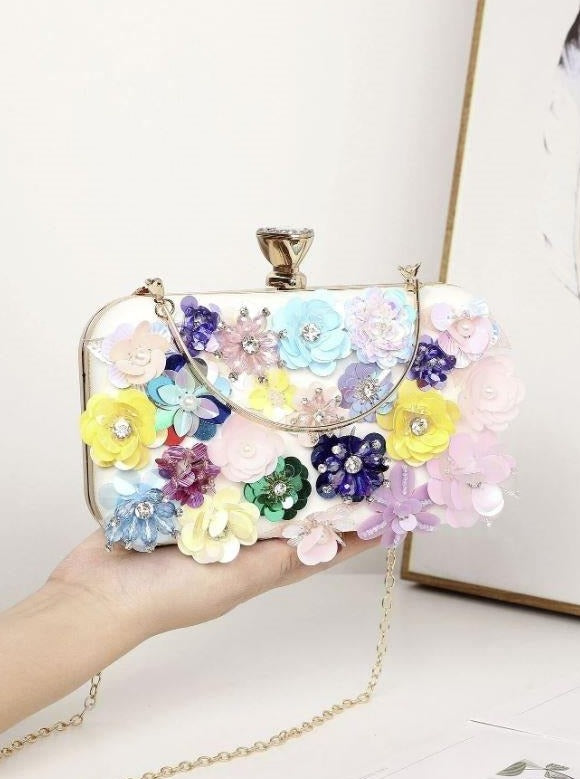 Multicolor flower sequin bag