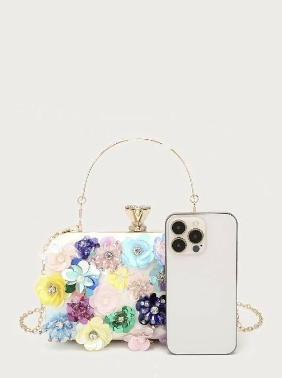 Multicolor flower sequin bag